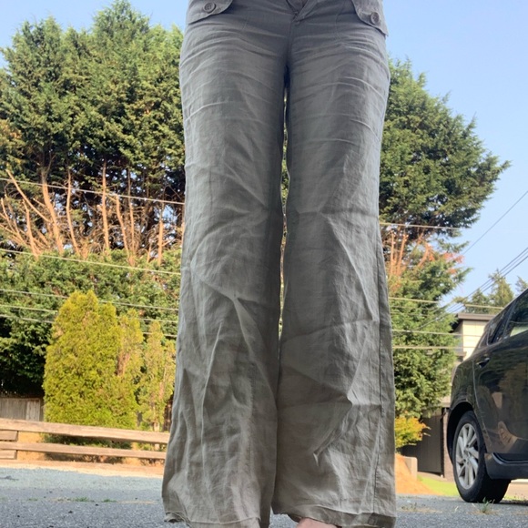 Low wasted canvas bootcut pants - Picture 3 of 5